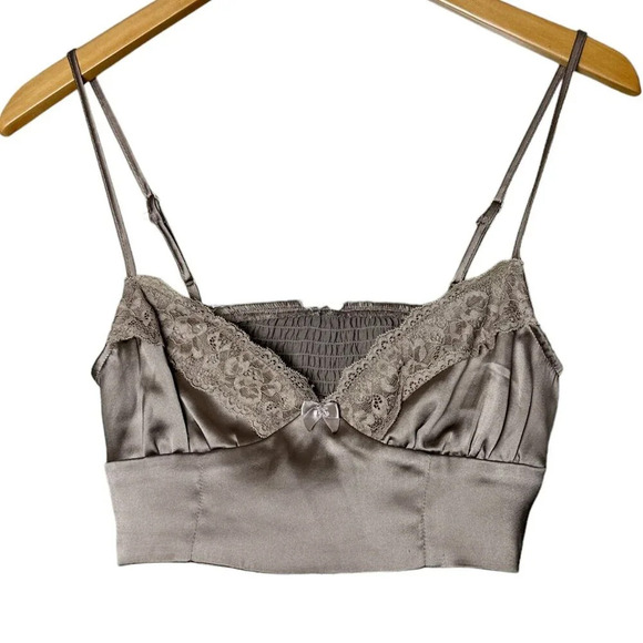 GARAGE Satin Lace Bra Top Corset Bustier Crop - Small - Picture 1 of 5